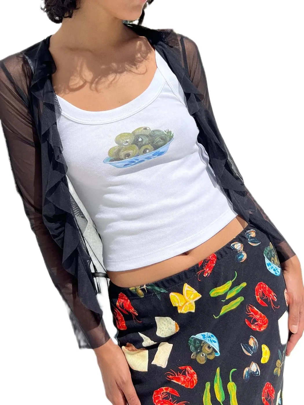 Women Y2K Graphic Tank Top Fruit Print Sleeveless Crop Top Vintage Aesthetic Cute Baby Tee
