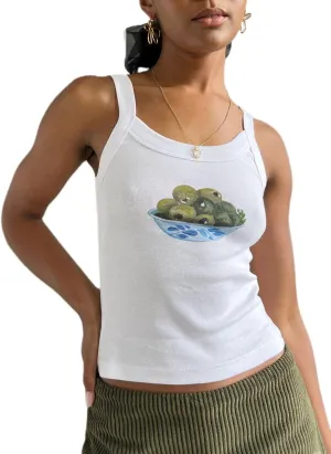 Women Y2K Graphic Tank Top Fruit Print Sleeveless Crop Top Vintage Aesthetic Cute Baby Tee