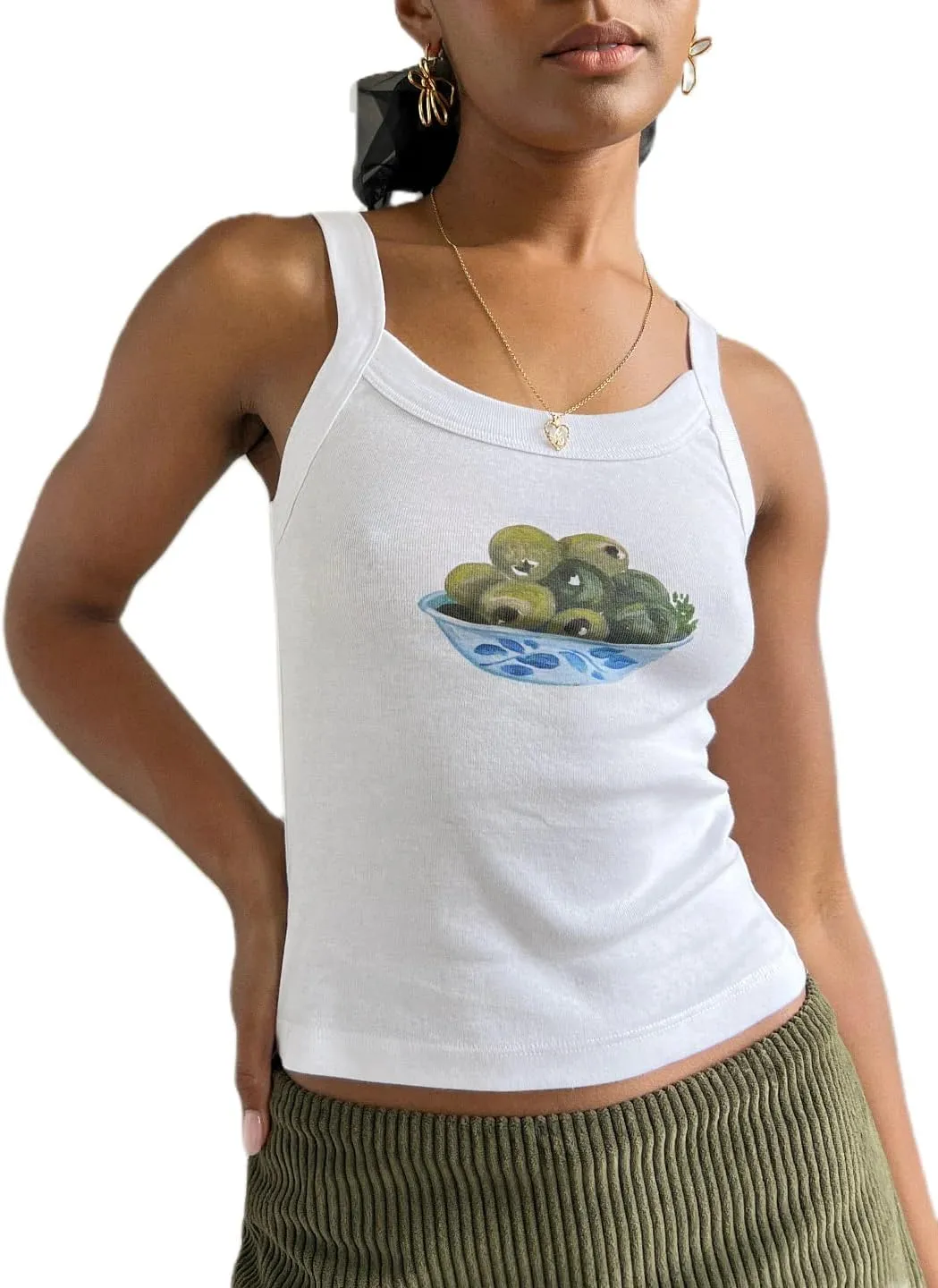 Women Y2K Graphic Tank Top Fruit Print Sleeveless Crop Top Vintage Aesthetic Cute Baby Tee