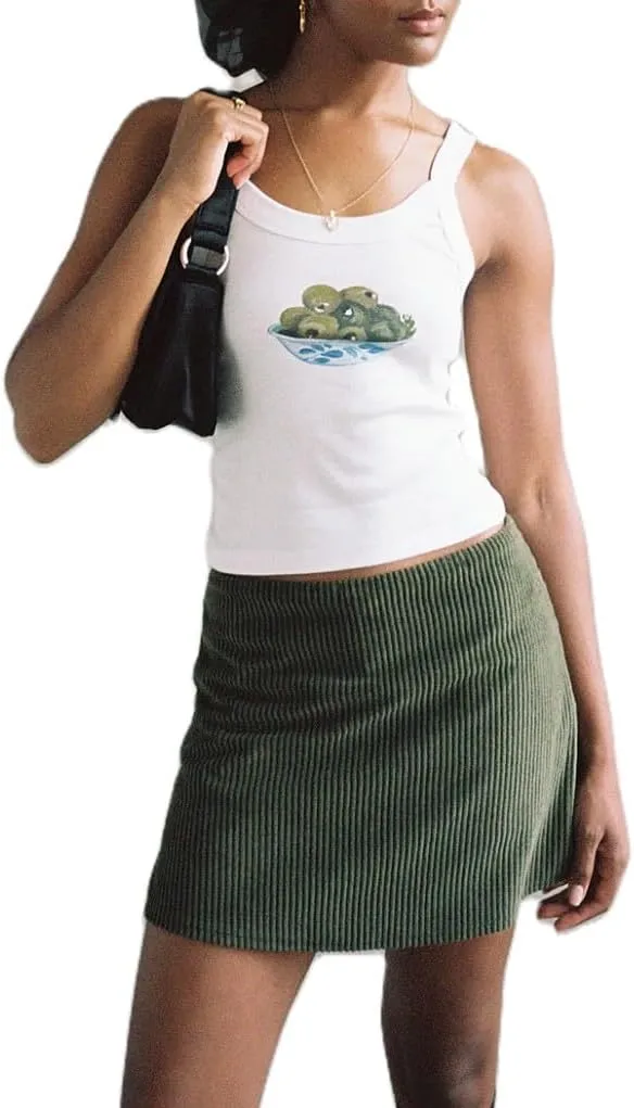 Women Y2K Graphic Tank Top Fruit Print Sleeveless Crop Top Vintage Aesthetic Cute Baby Tee