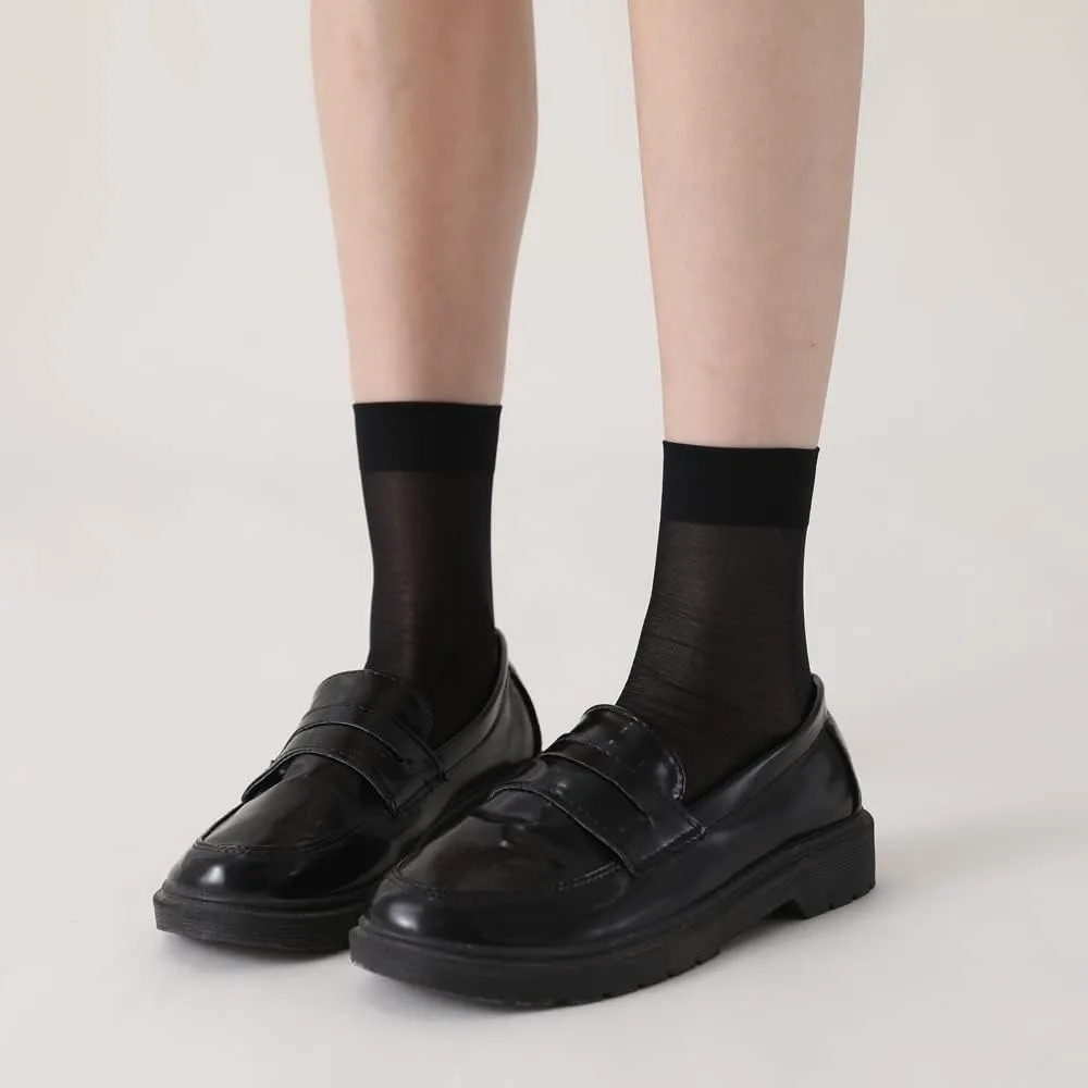 Women's 10-24 Pairs (in Gift Box) Ankle High Sheer Nylon Socks Soft Tight Hosiery with Reinforced Toe