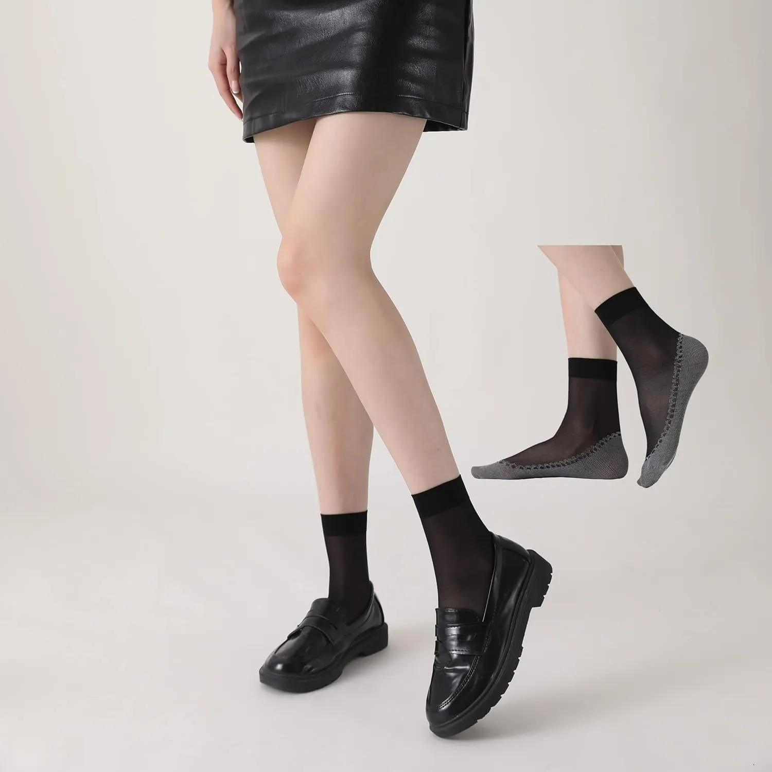 Women's 10-24 Pairs (in Gift Box) Ankle High Sheer Nylon Socks Soft Tight Hosiery with Reinforced Toe