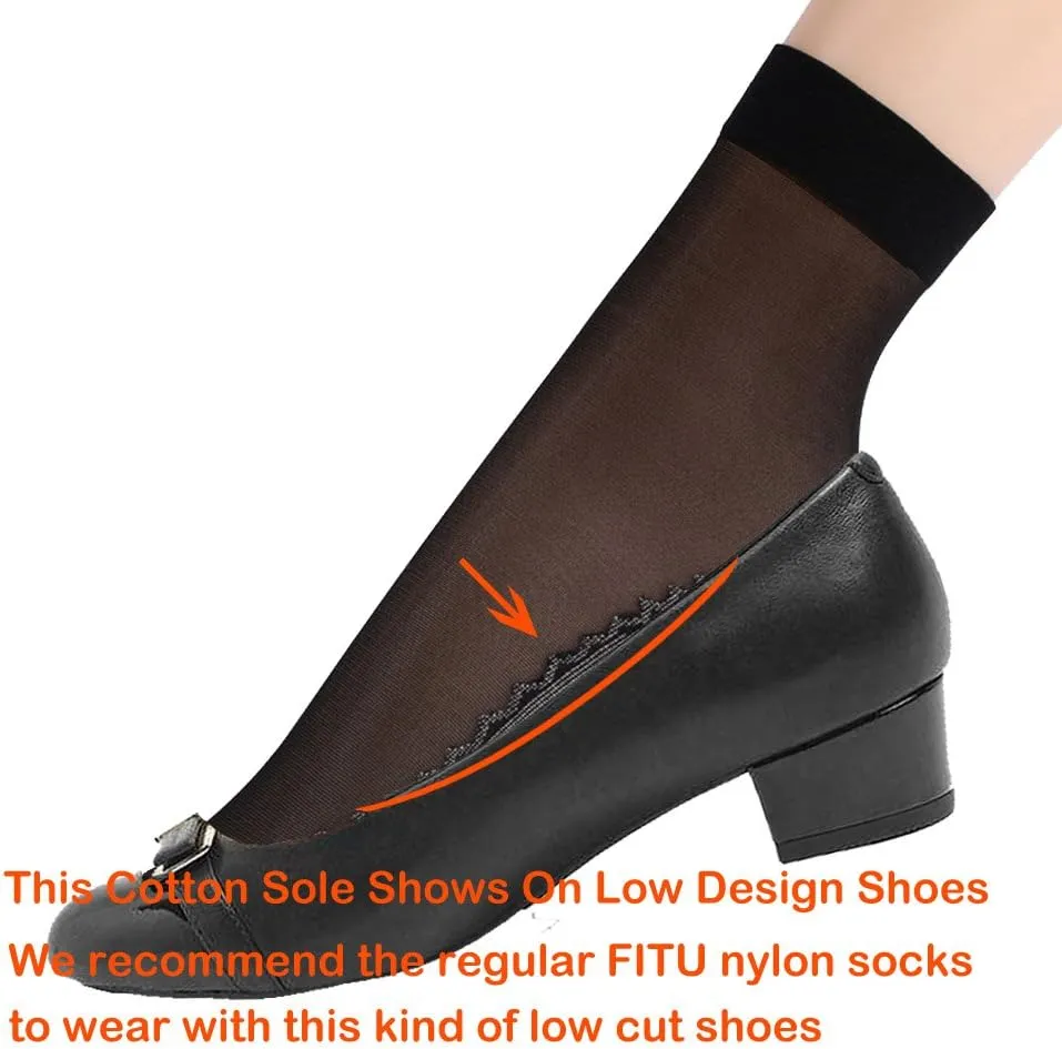 Women's 10-24 Pairs (in Gift Box) Ankle High Sheer Nylon Socks Soft Tight Hosiery with Reinforced Toe