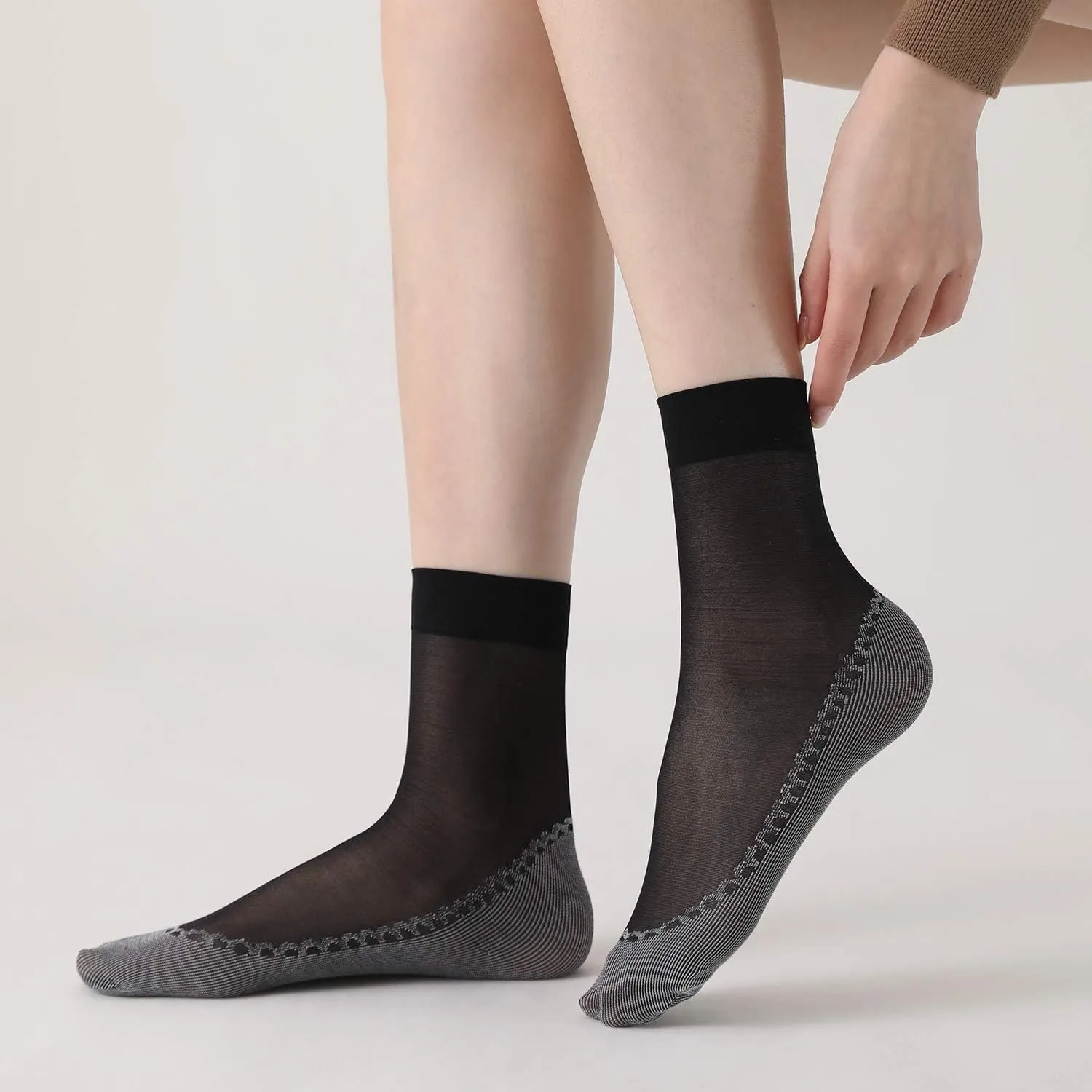 Women's 10-24 Pairs (in Gift Box) Ankle High Sheer Nylon Socks Soft Tight Hosiery with Reinforced Toe
