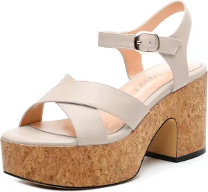 Women's 3-Inch Wedge Heeled Sandals - Chunky Platform with Adjustable Ankle Strap, Round Toe Solid Color for Work, Parties & Date Nights
