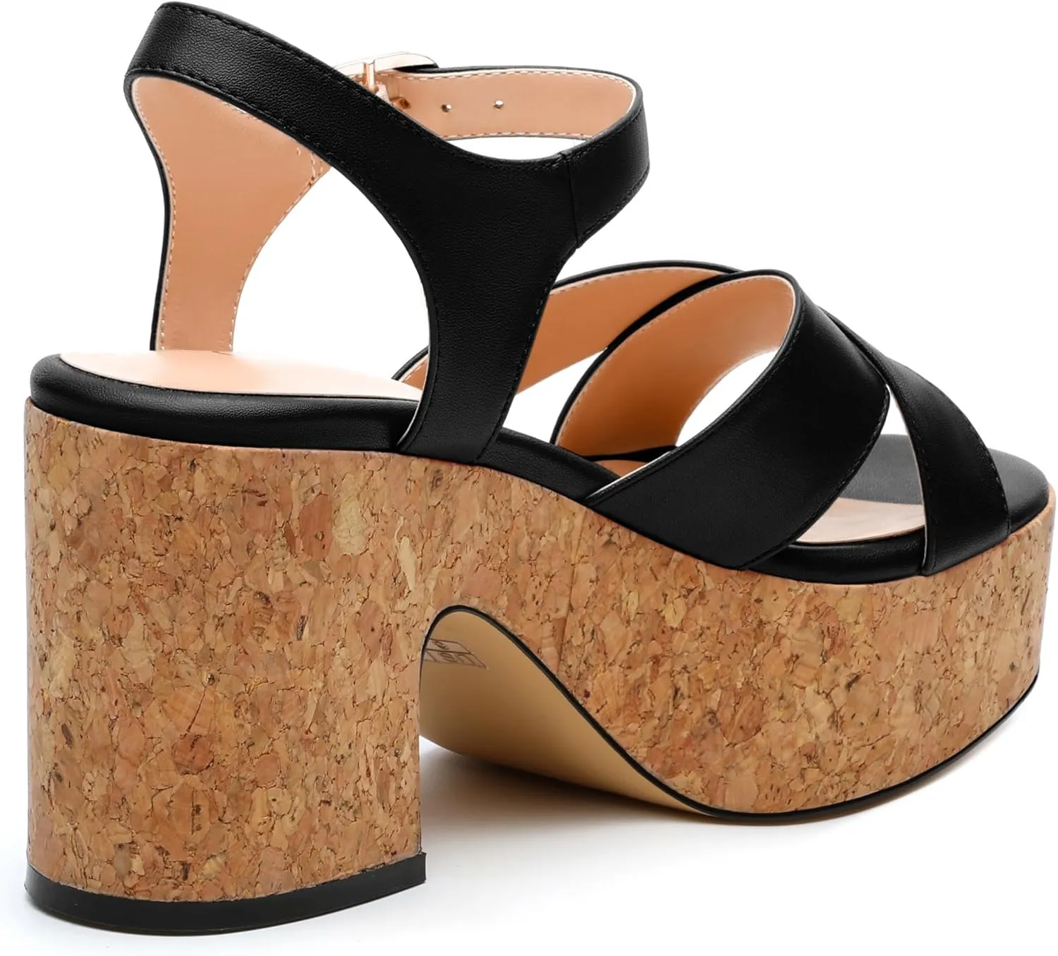 Women's 3-Inch Wedge Heeled Sandals - Chunky Platform with Adjustable Ankle Strap, Round Toe Solid Color for Work, Parties & Date Nights