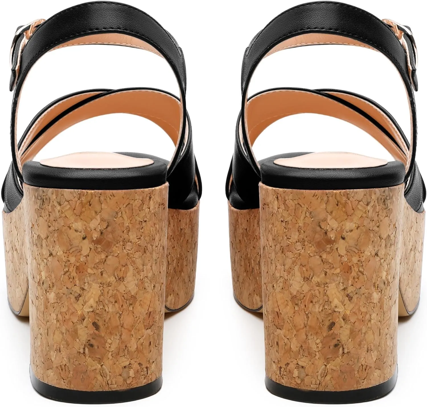Women's 3-Inch Wedge Heeled Sandals - Chunky Platform with Adjustable Ankle Strap, Round Toe Solid Color for Work, Parties & Date Nights