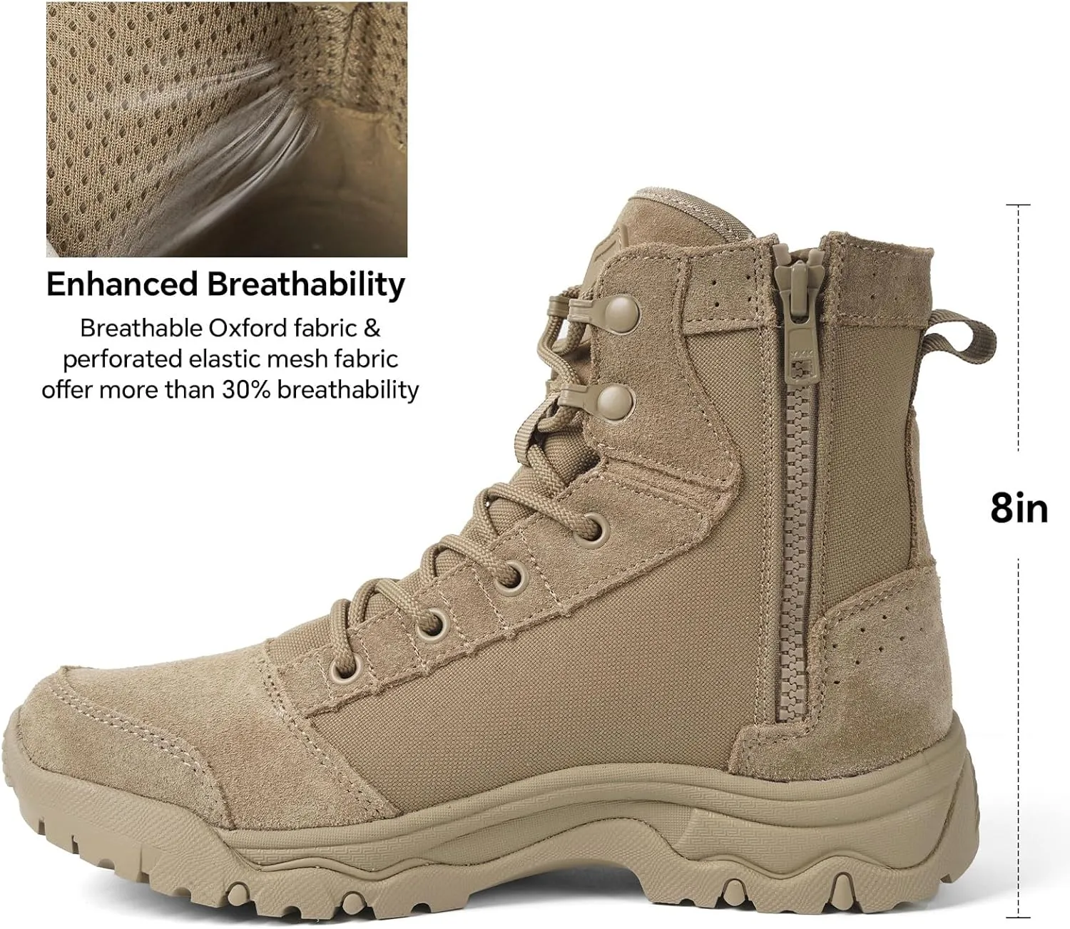 Women's 6 Inch Lightweight Tactical Combat Boots - Army Desert Boots