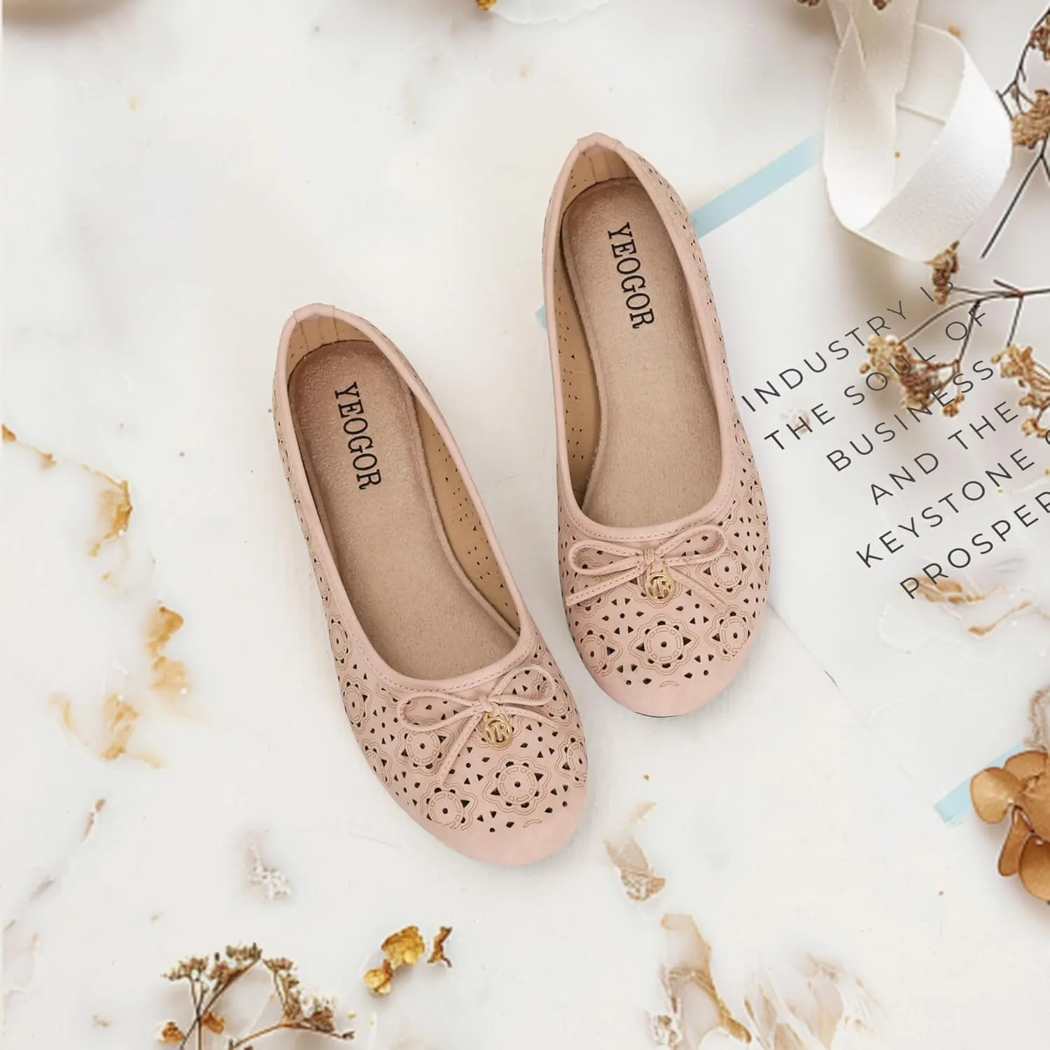 Women's Ballet Shoes Comfortable Slip on Round Toe Flat Casual Shoes for Walking, Driving, Dressy