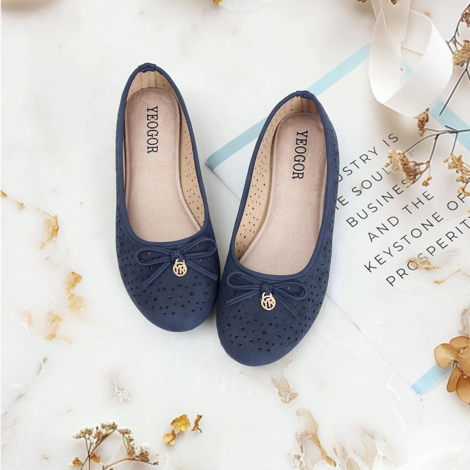 Women's Ballet Shoes Comfortable Slip on Round Toe Flat Casual Shoes for Walking, Driving, Dressy