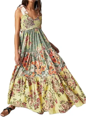 Women's Boho Tie Shoulder Dress Y2k Floral Long Flowy Maxi Dresses Cute Summer Smocked Picnic Beach Cami Sundress