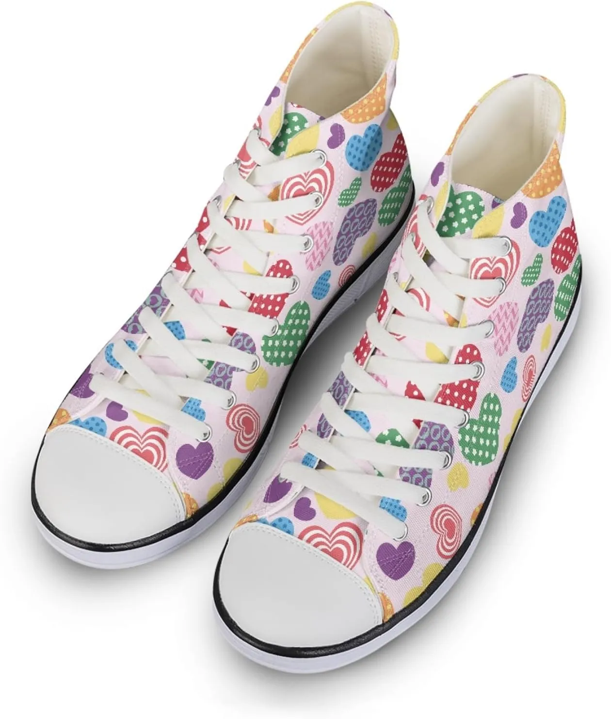 Womens Canvas Shoes High Top Sneakers for Women Classic Lace Up Walking Shoes Personalized Girls Walking Shoes