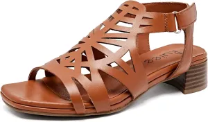 Women's Chunky Heeled Sandals - Block Low Heels Summer Ankle Strappy Square Open Toe Dressy Wedding Sandals for Women.
