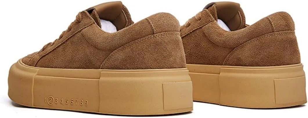 Women's Chunky Platform Sneakers Suede Lace-Up Casual Shoes with Gum Sole, Vintage Anti-Slip Leopard Print, Neutral Tones, Trendy Street Wear