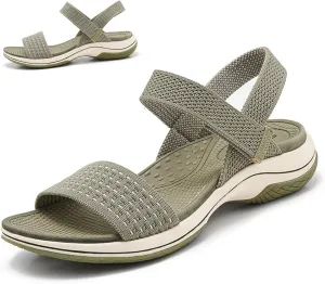 Women's Comfortable Orthopedic Walking Sandals with Arch Support & Hook Loop - Wedge Sport Sandals for Summer, Beach, Outdoor & Everyday Casual Use