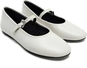 Women's Elegant Patent Ballet Flats Buckle Strap Mary Jane Flats Round Toe Ballet Flat Shoes for Women