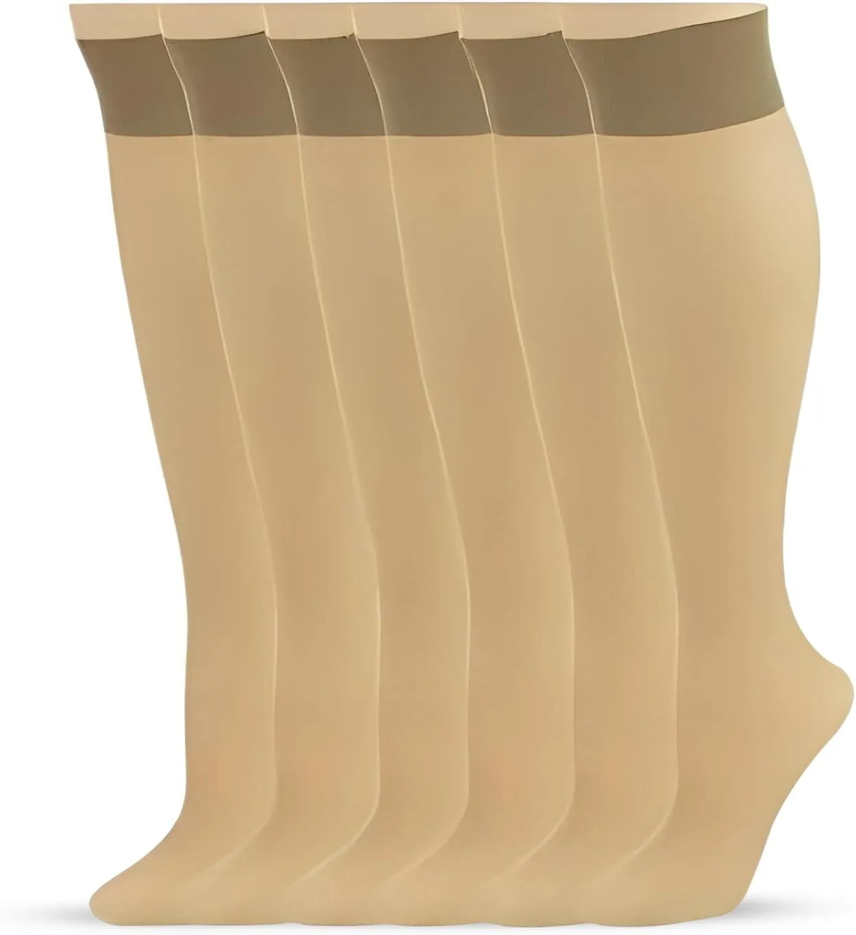 Womens Everyday Knee High Stockings - Cotton Sole Nylons Sheer Socks for Women - Compression Socks for Activewear 6 Pair