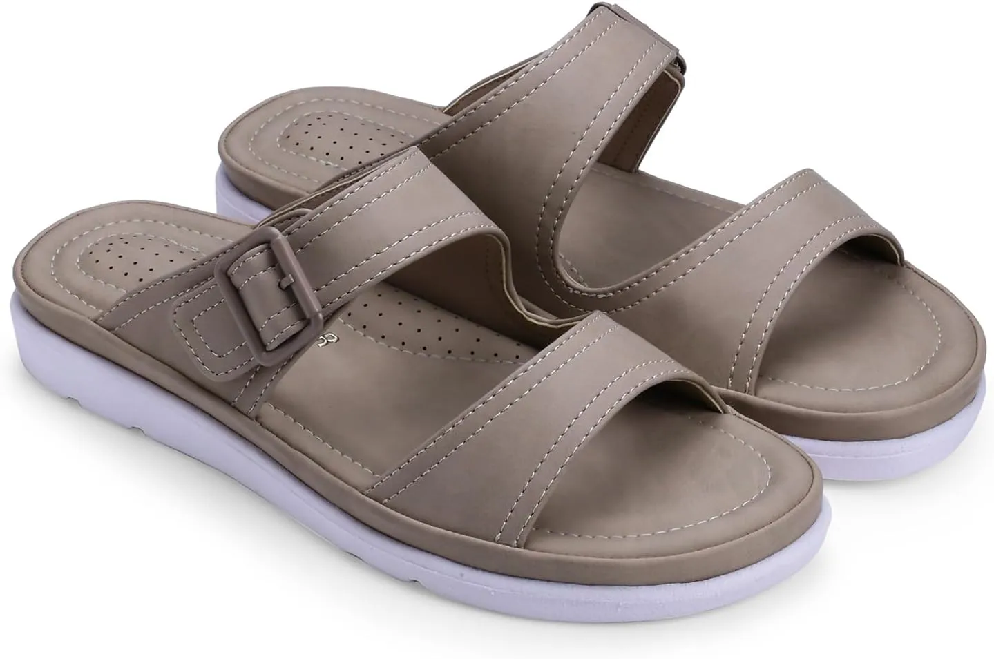 Womens Flat Memory Foam Slippers/Flip-Flops Fashion Stylish Casual Comfortable Diabetic Orthopedic Lightweight Synthetic Slip-on Sandals with Adjustable Buckle for Girls/Ladies D-631