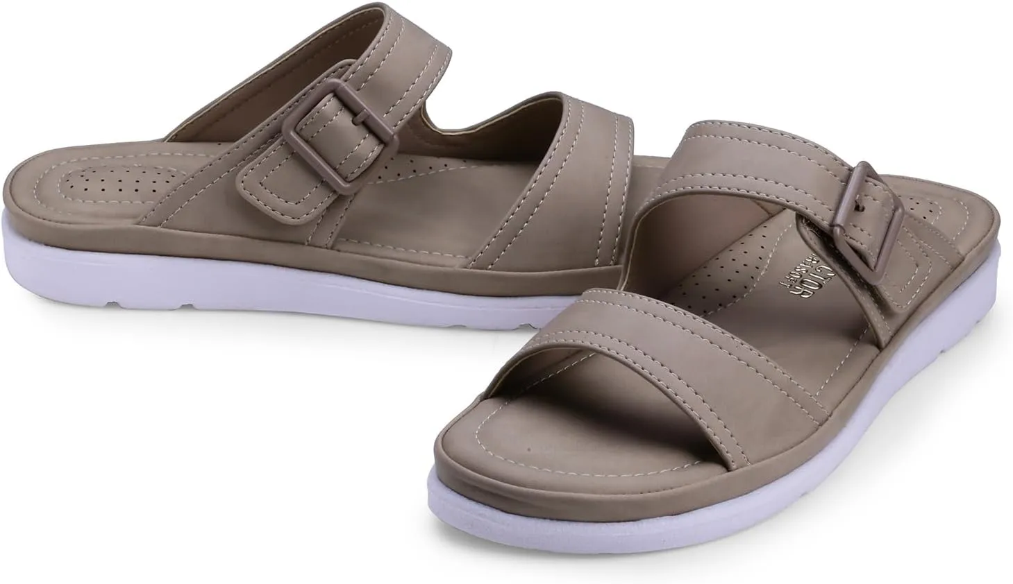 Womens Flat Memory Foam Slippers/Flip-Flops Fashion Stylish Casual Comfortable Diabetic Orthopedic Lightweight Synthetic Slip-on Sandals with Adjustable Buckle for Girls/Ladies D-631