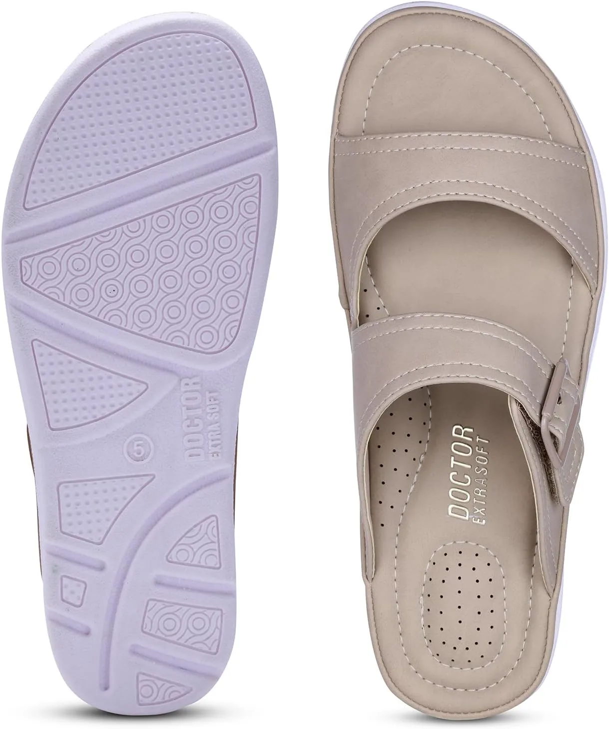 Womens Flat Memory Foam Slippers/Flip-Flops Fashion Stylish Casual Comfortable Diabetic Orthopedic Lightweight Synthetic Slip-on Sandals with Adjustable Buckle for Girls/Ladies D-631