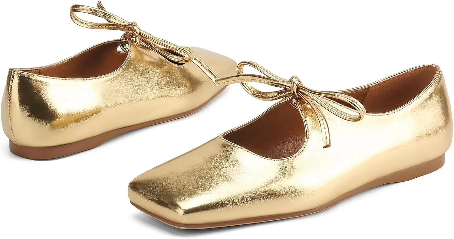 Women's Flats Soft Faux Leather Mary Jane Flats Comfortable Ballet Flats Business Casual Work Square Toe Slip On Dress Mary Jane Shoes