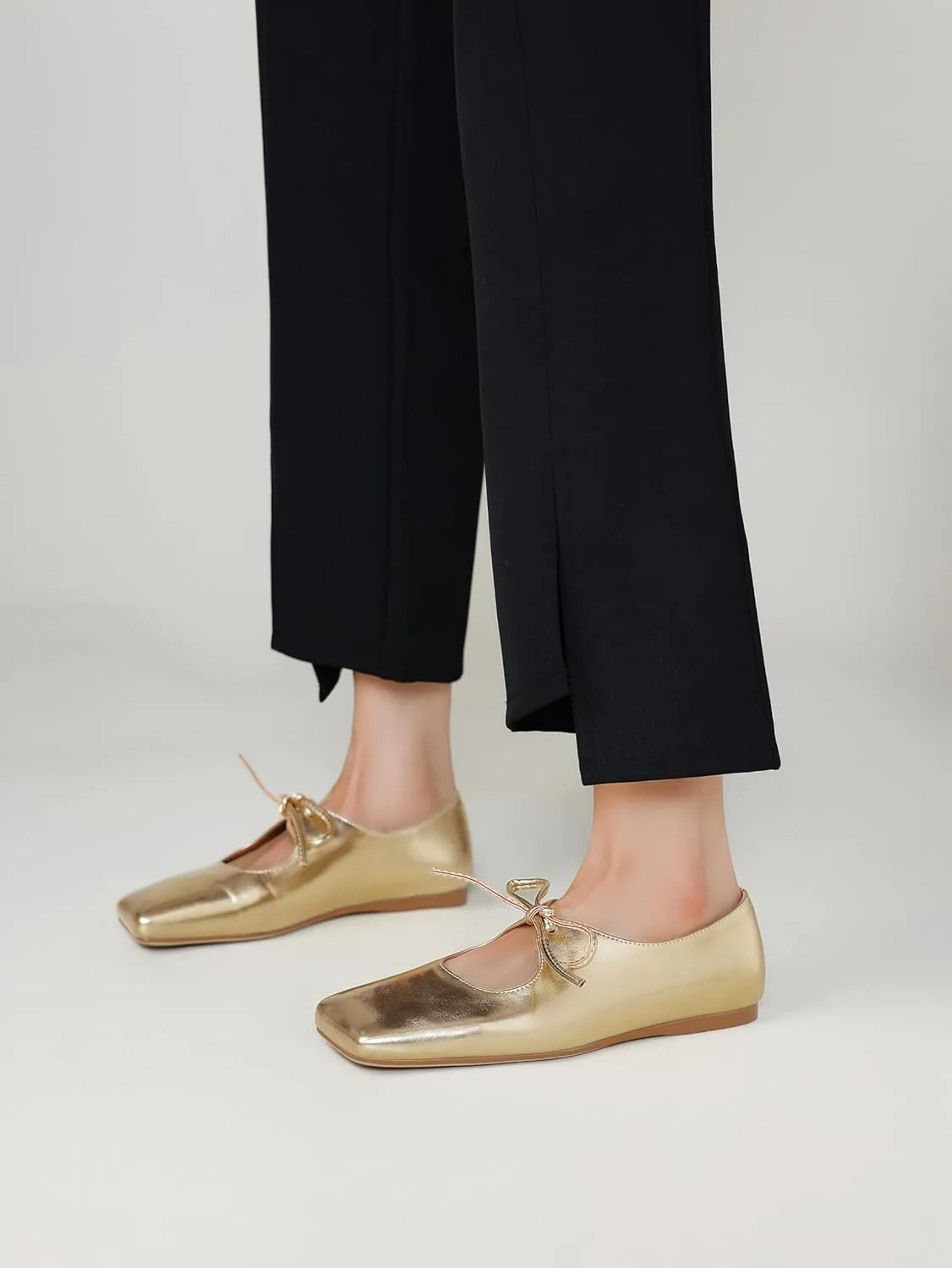 Women's Flats Soft Faux Leather Mary Jane Flats Comfortable Ballet Flats Business Casual Work Square Toe Slip On Dress Mary Jane Shoes