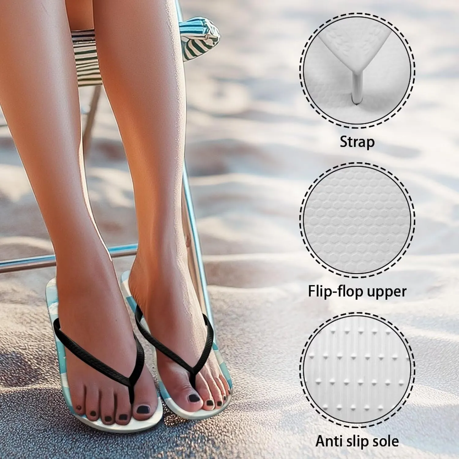Women's Flip Flops Casual Thong Sandals Slip-On Slides, Shower Shoes with Cushioned Footbed for Walking, Daily Wear