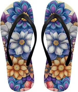 Women's Flip Flops Casual Thong Sandals Slip-On Slides, Shower Shoes with Cushioned Footbed for Walking, Daily Wear