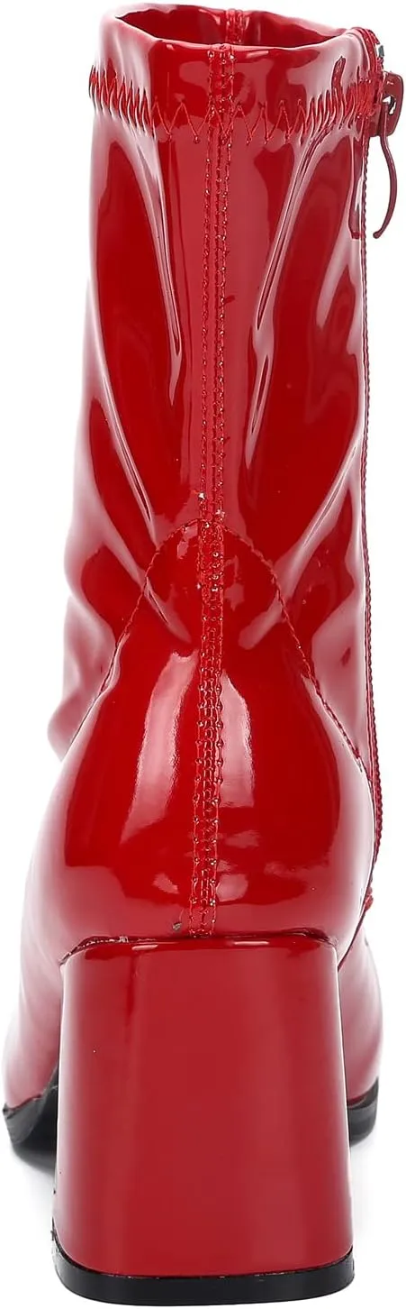 Women's Go Go Boots Mid Calf Block Heel Zipper Boot
