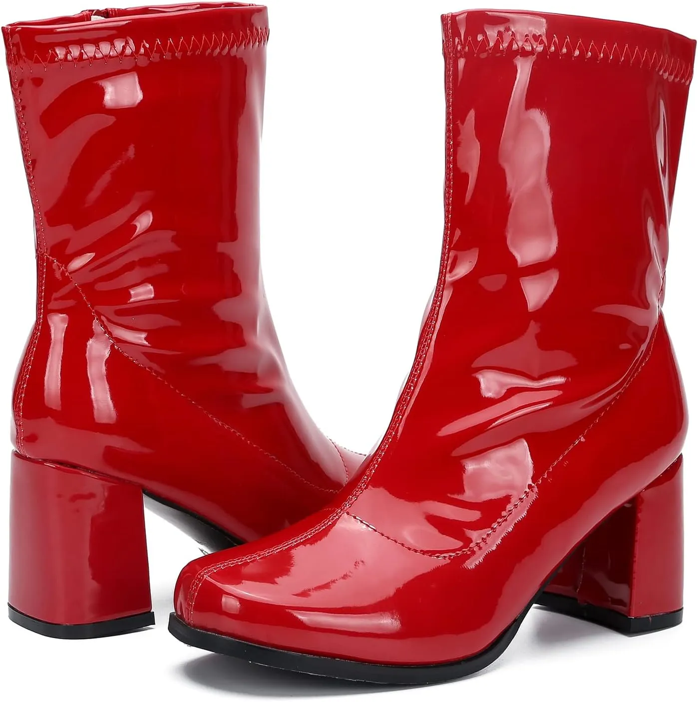 Women's Go Go Boots Mid Calf Block Heel Zipper Boot