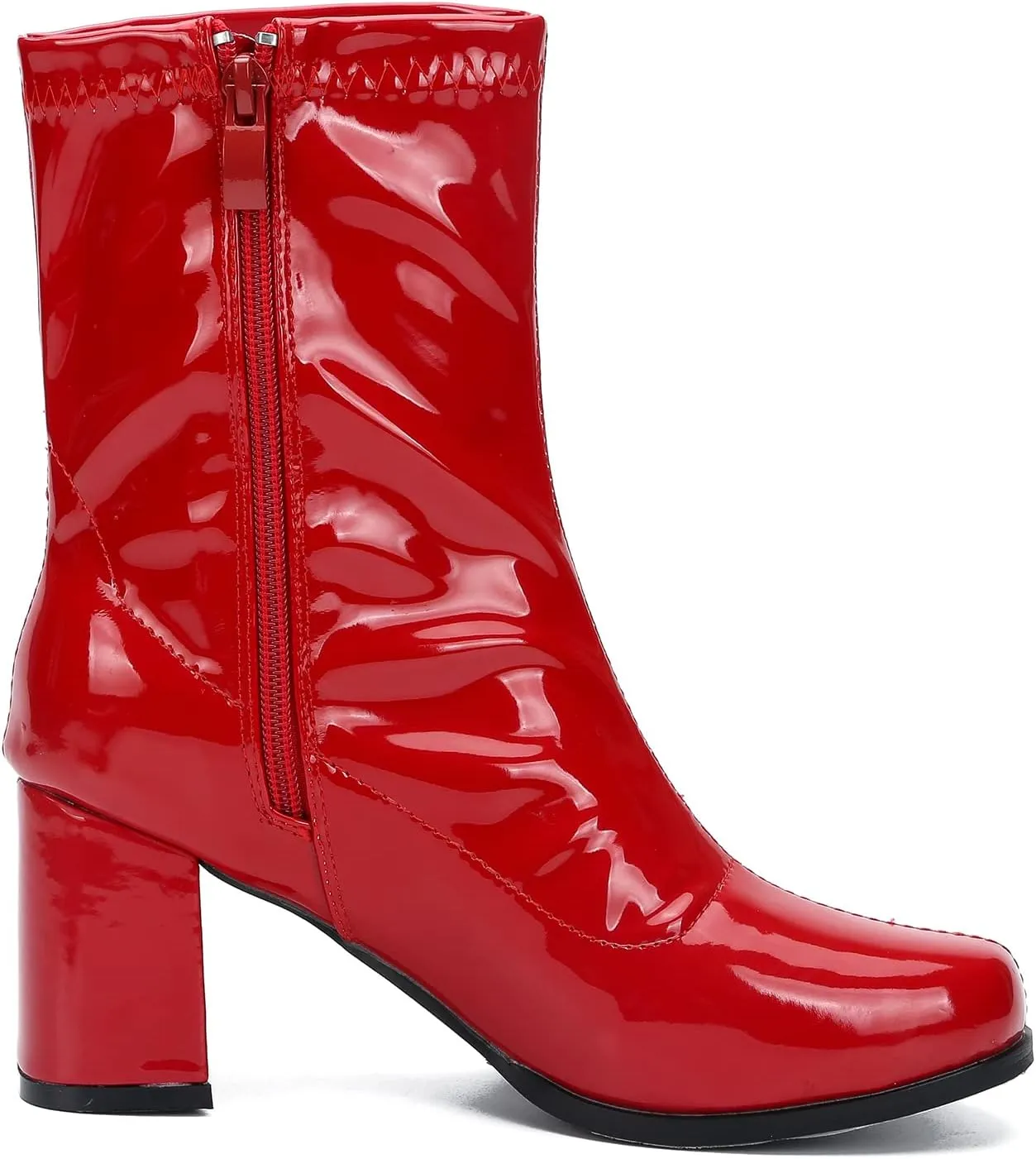 Women's Go Go Boots Mid Calf Block Heel Zipper Boot