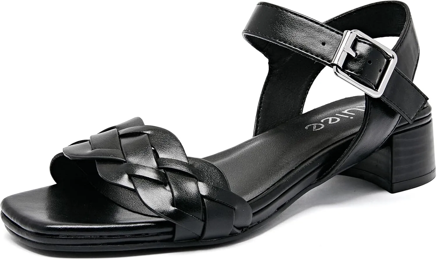 Women's Heels Chunky Heeled Sandals Bradied Low Block Pump Heel Ankle Strappy Dressy Sandals Square Open Toe Wedding Party Shoes for Women.