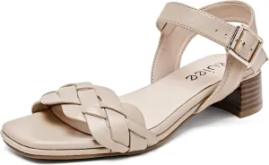 Women's Heels Chunky Heeled Sandals Bradied Low Block Pump Heel Ankle Strappy Dressy Sandals Square Open Toe Wedding Party Shoes for Women.