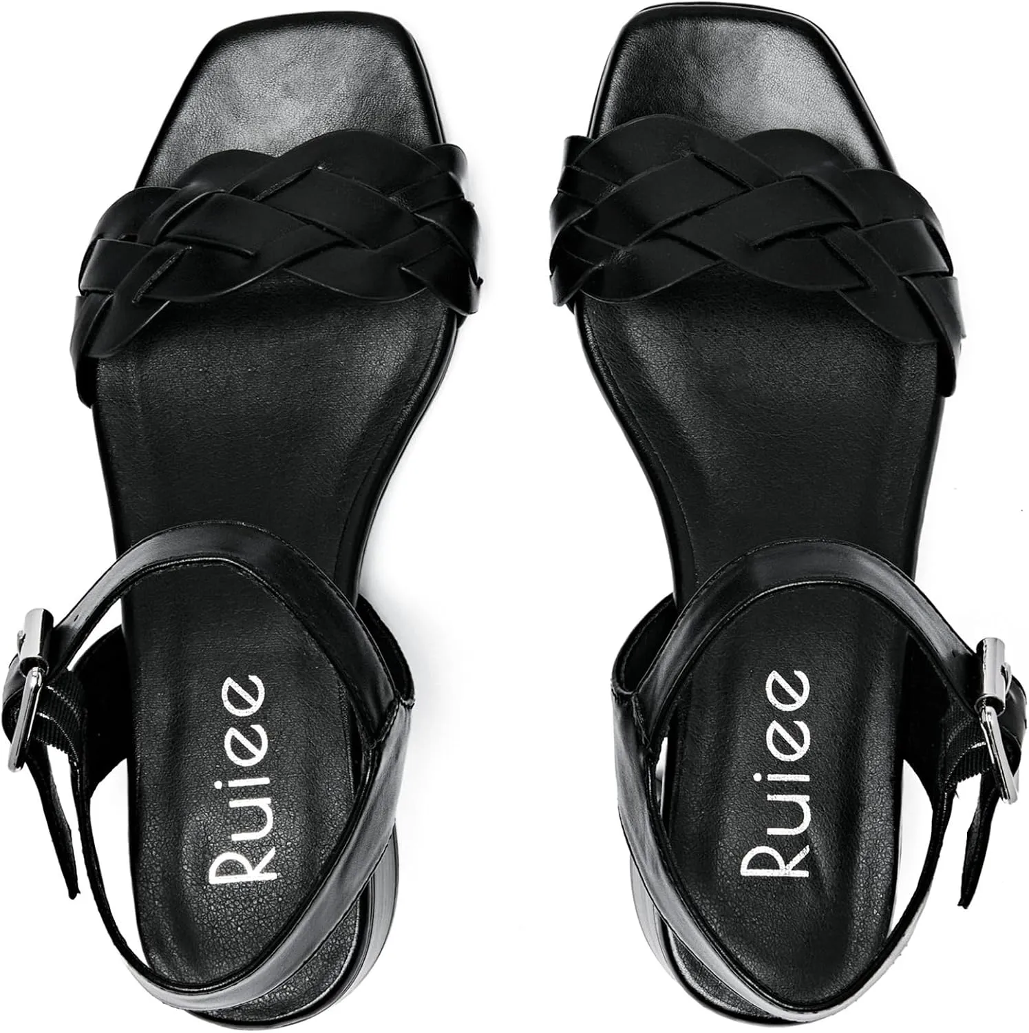 Women's Heels Chunky Heeled Sandals Bradied Low Block Pump Heel Ankle Strappy Dressy Sandals Square Open Toe Wedding Party Shoes for Women.