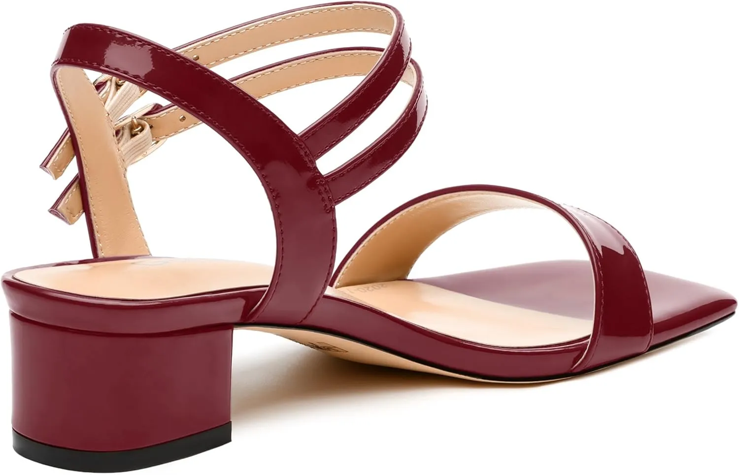 Women's Low Heel Sandals - Open Square Toe with Adjustable Ankle Strap, Solid Color Casual Heeled Sandals for Work & Daily Outings