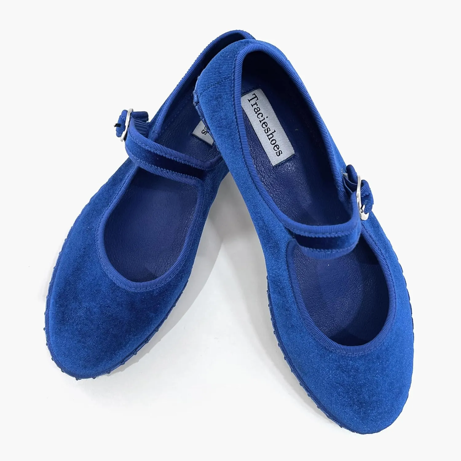 Women's Mary Jane Ballet Flats with Silver Buckle Strap Round Toe Slip-On Shoes Comfortable Casual Ballerina Shoes