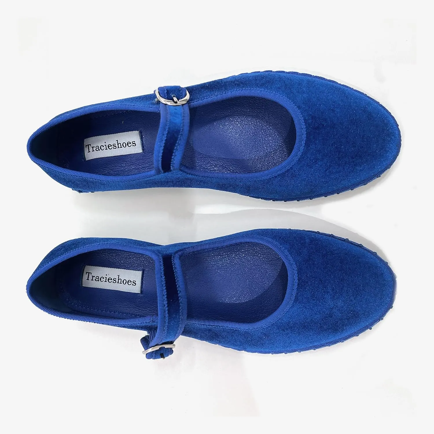 Women's Mary Jane Ballet Flats with Silver Buckle Strap Round Toe Slip-On Shoes Comfortable Casual Ballerina Shoes