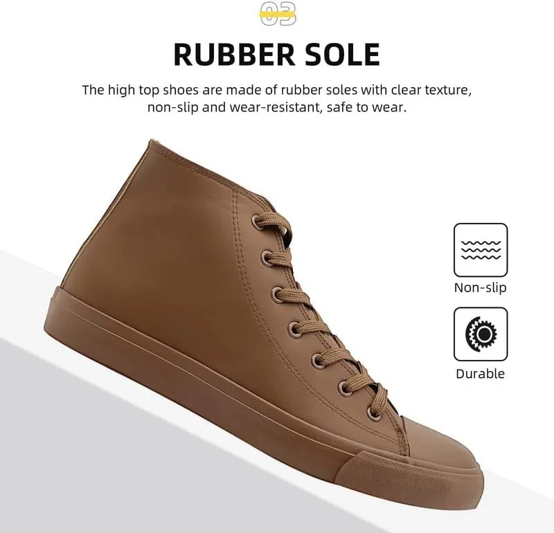 Women’s Men’s High Top Sneakers PU Leather Shoes for Women Men Classic White Black High Top Lace Up Sneakers Casual Walking Shoes