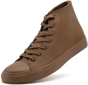 Women’s Men’s High Top Sneakers PU Leather Shoes for Women Men Classic White Black High Top Lace Up Sneakers Casual Walking Shoes