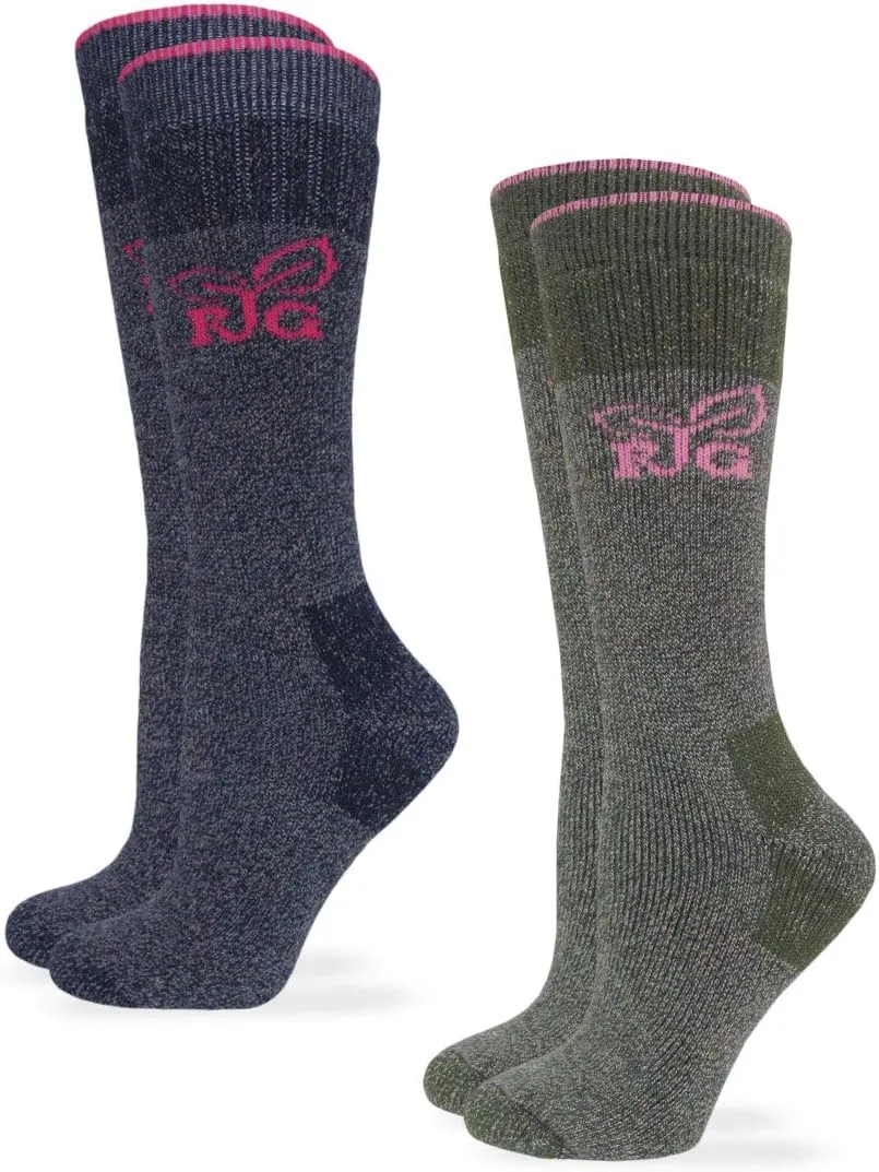 Women's Merino Wool Blend Cushion Boot Socks 2 Pair Pack, Multi, Medium (29671)