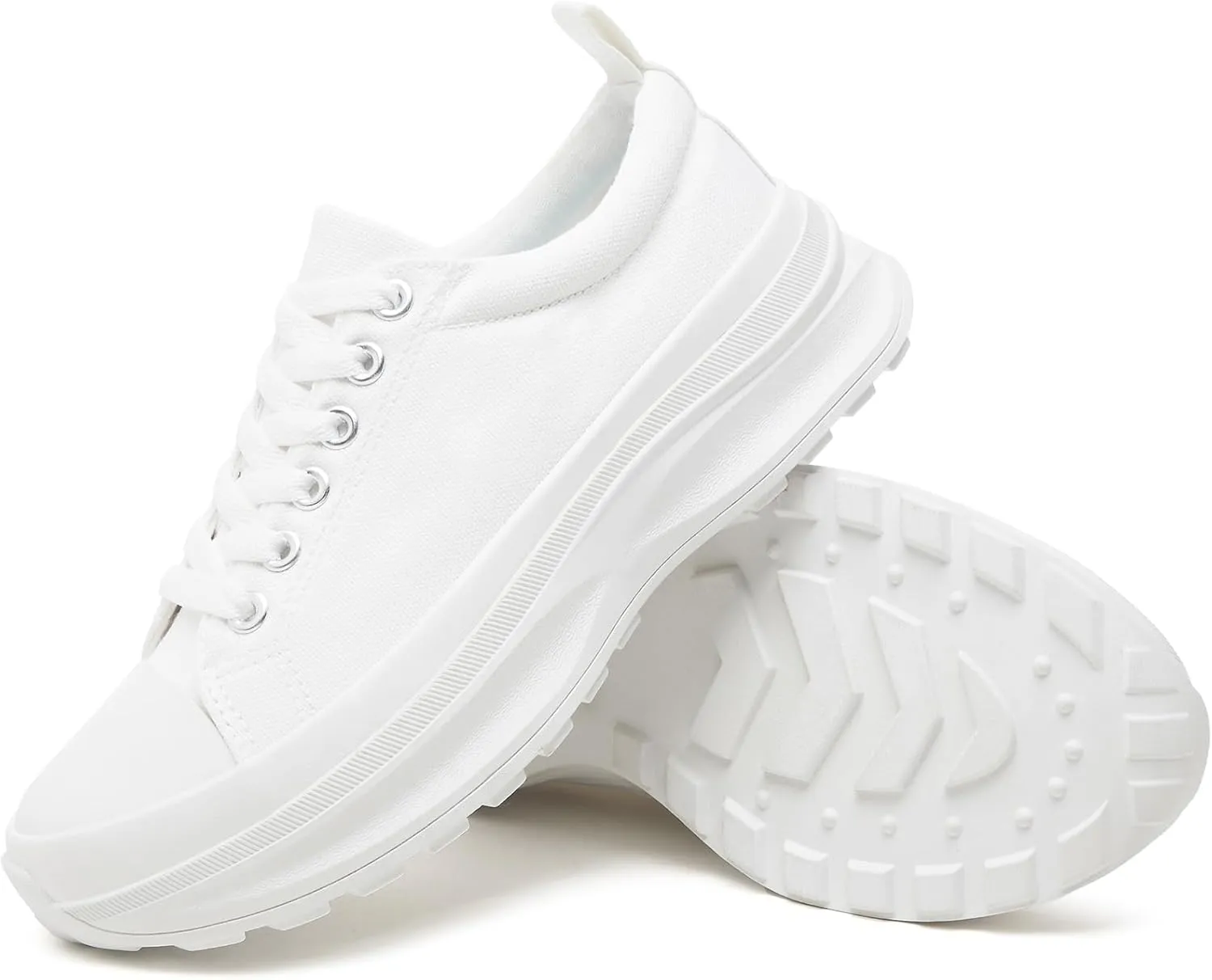 Womens Platform Sneakers Low Top White Shoes for Women Lace Up Canvas Shoes Black Sneakers for Women Comfortable Classic Tennis Shoes