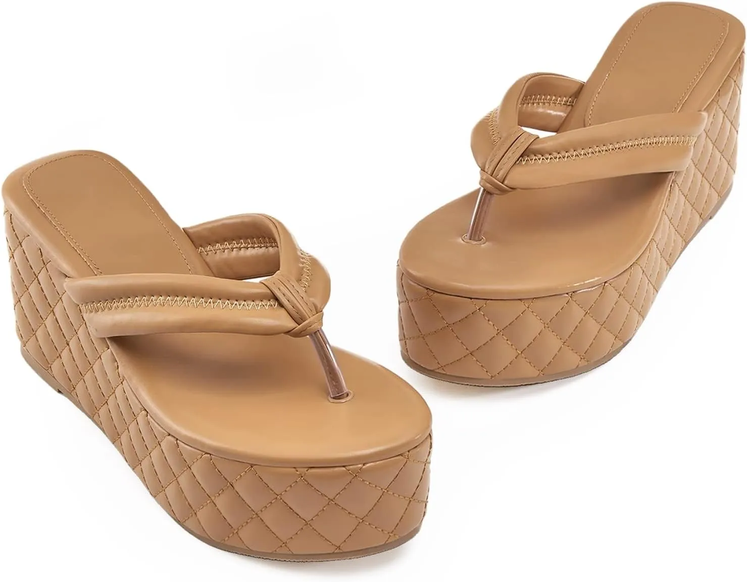 Women's Platform Wedge Slides Sandals Open Toe Slip on Flip-Flops Comfort Summer Beach Casual Wedges Shoes