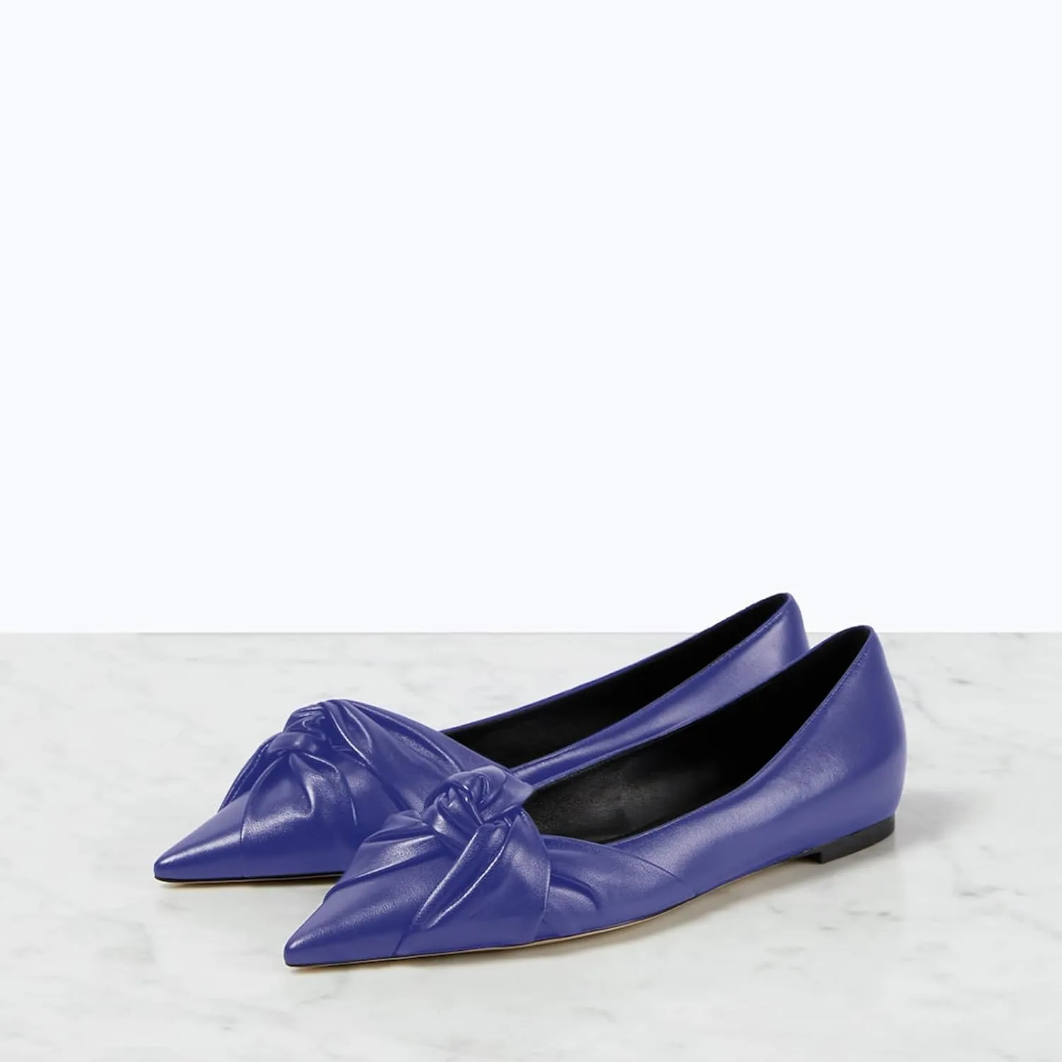 Women's Pointed Toe Slip On Ruched Knot Ballet Flats Fashion Casual Walking Office Flats Closed Toe Knotted Flat Shoes Dressy Chic Comfortable Shoes