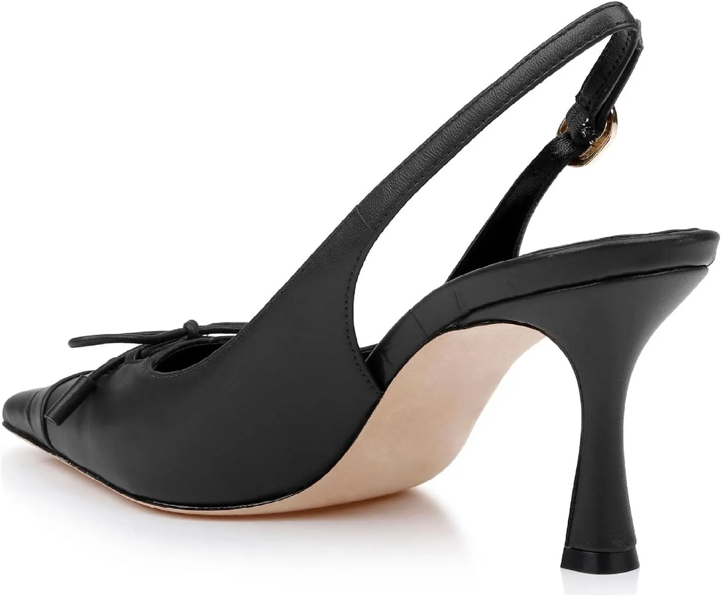 Women's Retro Cap Toe Two Toned Lace Up Design Kitten Heel Slingback Pumps High Heel Square Toe Bowknot Slingback Shoes with Buckle Stiletto Heels for Women