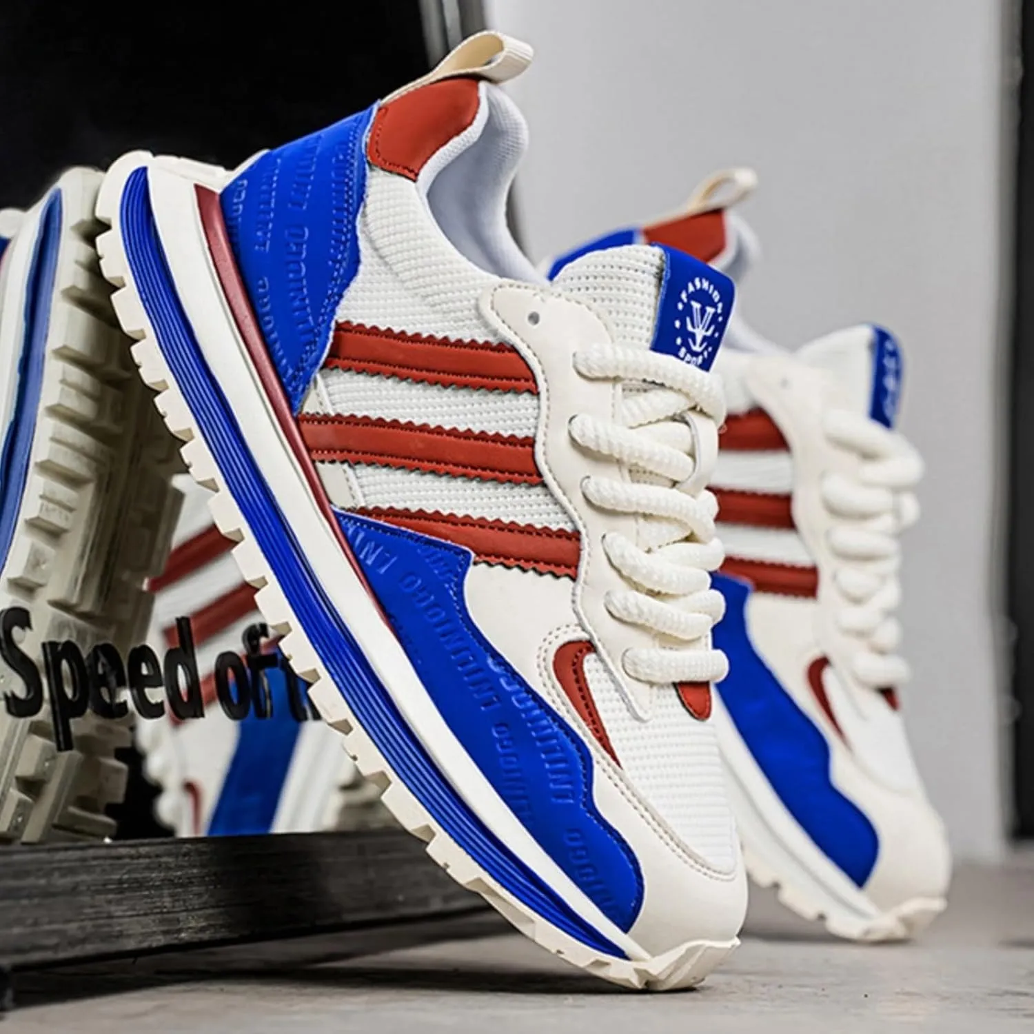 Women’s Retro Jogger Sneakers, Fashion Mesh Suede Trainers, Vintage Street Running Shoes, Iconic Triple Stripe Detailing