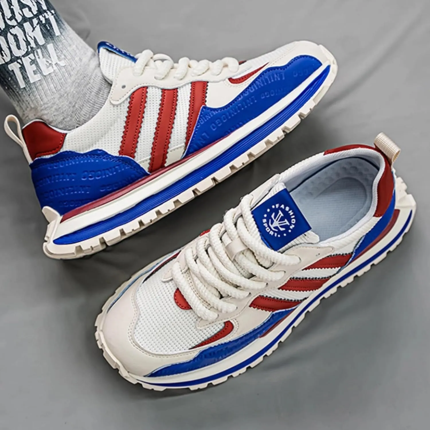 Women’s Retro Jogger Sneakers, Fashion Mesh Suede Trainers, Vintage Street Running Shoes, Iconic Triple Stripe Detailing