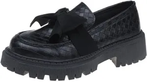 Women's Round Toe Bow Kitten Heel Shoes - 2025 Spring Retro Chunky Heel Oxford Shoes, Comfortable Work Dress Flats
