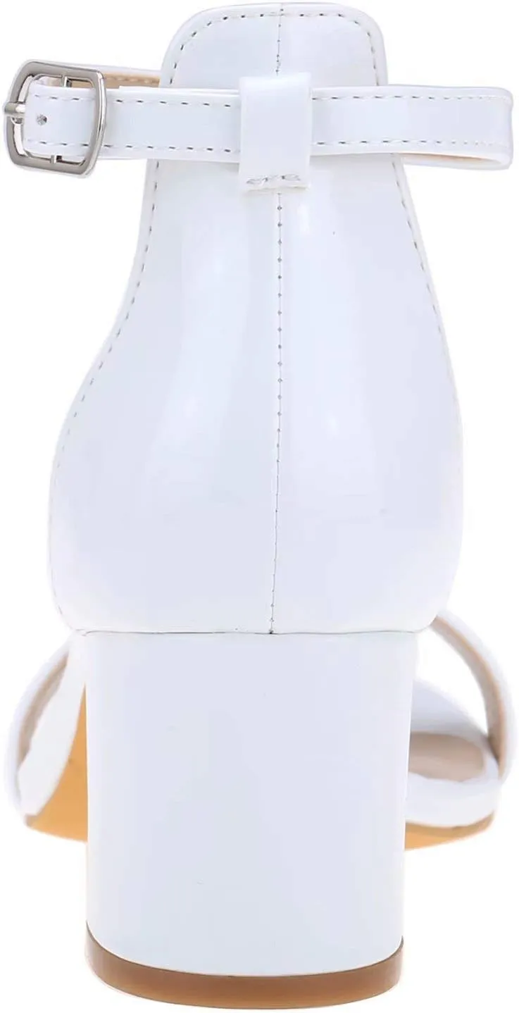 Women's Strappy Chunky Block Low Heeled Sandals 2 Inch Open Toe Ankle Strap High Heel Dress Sandals Daily Work Party Shoes
