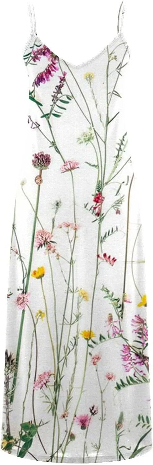 Womens Summer Dresses Boho Floral Graphic Print Maxi Dresses Loose Vintage Casual Fashion Sundresses