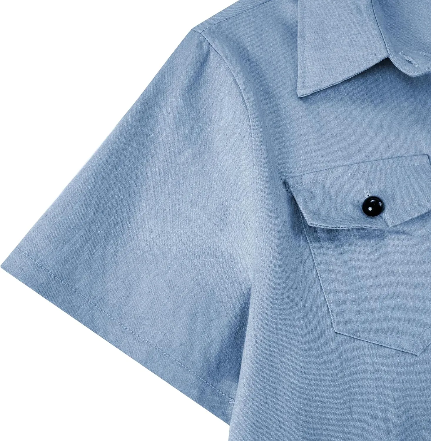 Womens Vintage Denim Button Down Short Sleeve Lapel Maxi Dress 2024 Spring Summer Loose Tiered Flowy Long Shirt Dress
